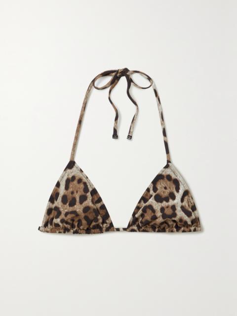 Leopard-print Triangle Bikini Top