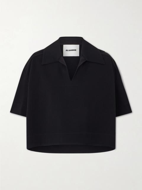 Cropped Crepe Polo Shirt
