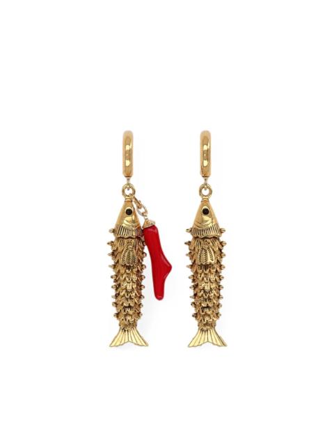 New River fish-pendant charm earrings