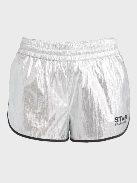Star Diana Metallic Pull-On Logo Shorts