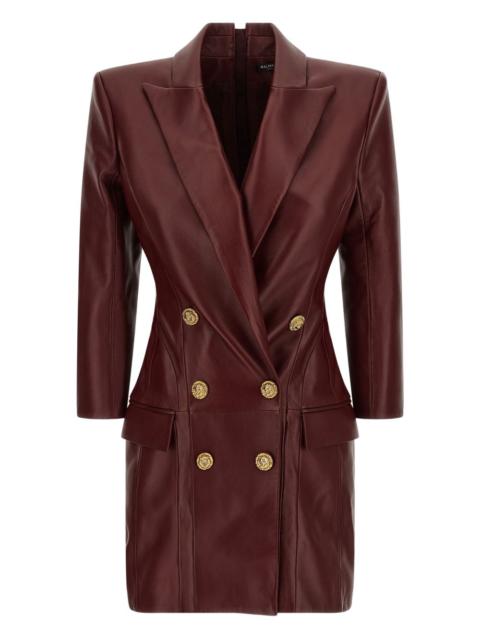 double-breasted leather mini dress