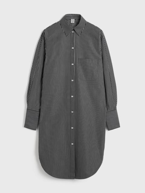 Striped kimono-sleeve shirtdress black/white