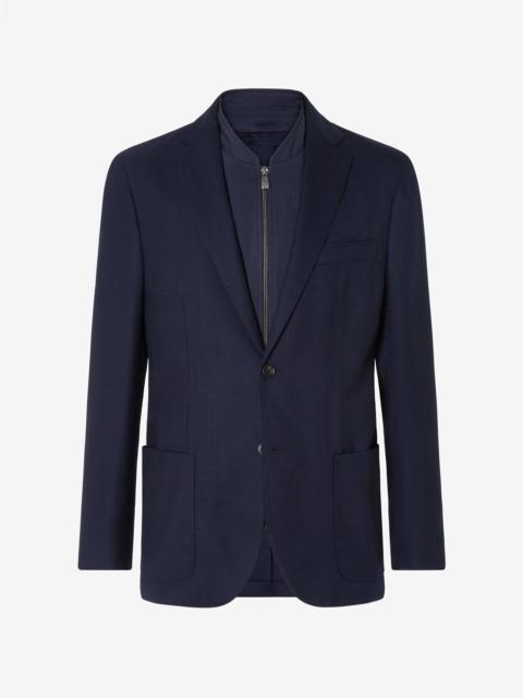 Navy blue pure wool jacket with inner vest