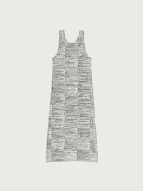 STRUCTURED COTTON LINEN PANEL KNIT MINI DRESS