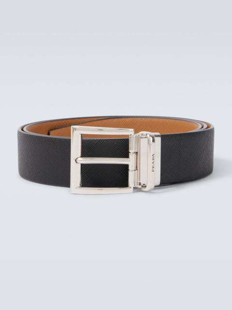 Saffiano reversible leather belt