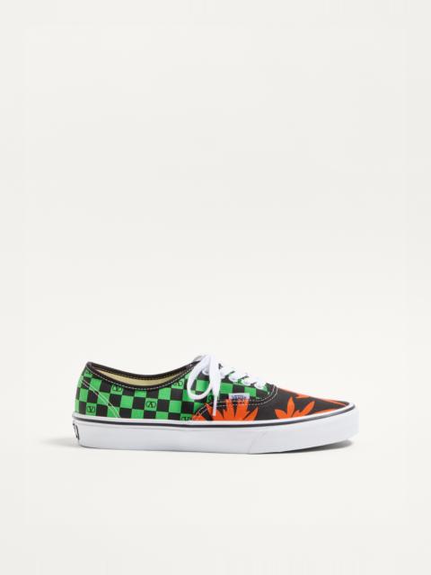 VALENTINO GARAVANI AND VANS LOW-TOP FABRIC TRAINER WITH VLOGO CHECKERBOARD PRINT AND TROPICAL LEAVES