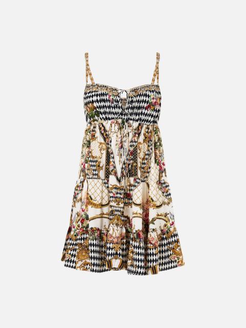 GATHERED BUST TIERED MINI DRESS