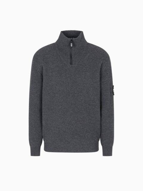 GIORGIO ARMANI NEVE MOCK-NECK JUMPER IN WOOL AND CASHMERE