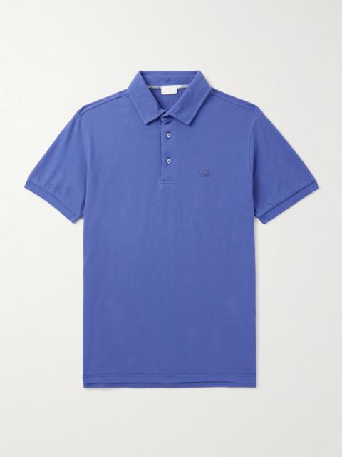 Logo-Embroidered Cotton-Piqué Polo Shirt Blue