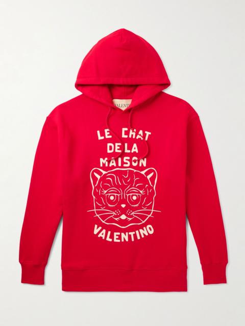 Logo-Print Cotton-Jersey Hoodie Red