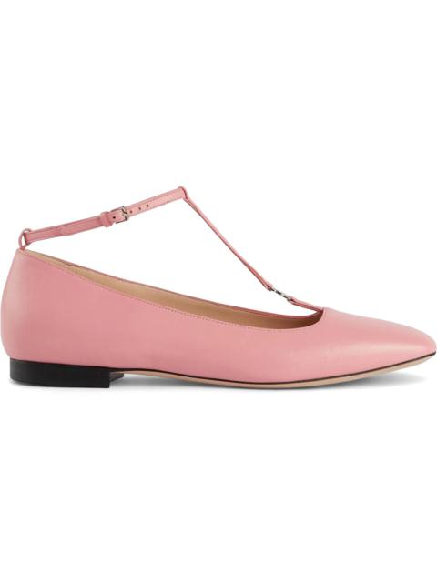 Gucci Leather Square-Toe Flat Pink (Women's)