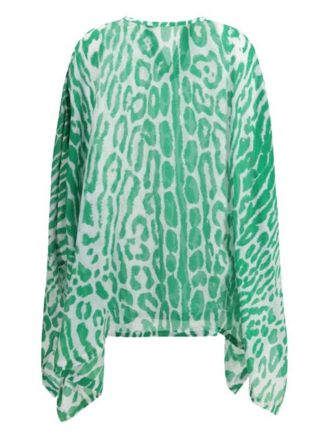 leopard print silk top