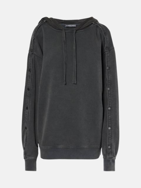 Snap oversized cotton jersey hoodie