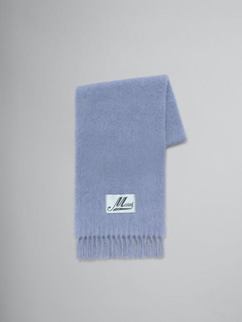 INDIGO BRUSHED ALPACA SCARF WITH FRINGES