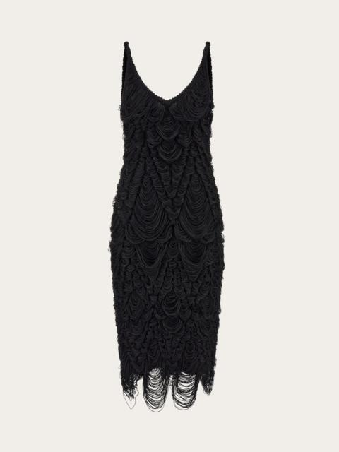 Midi silk cord jacquard dress