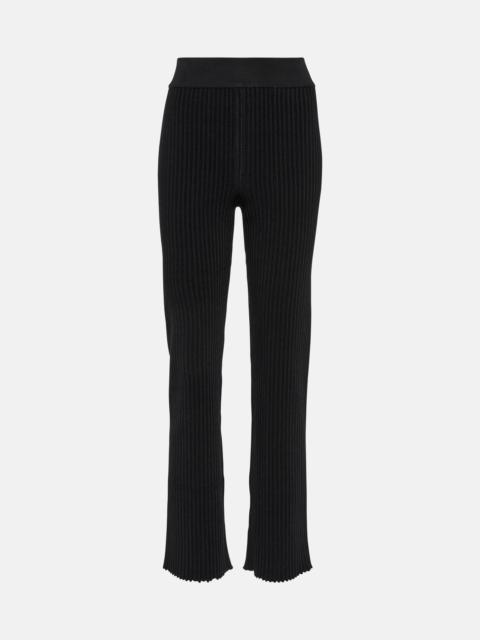 Ribbed-knit straight-leg pants