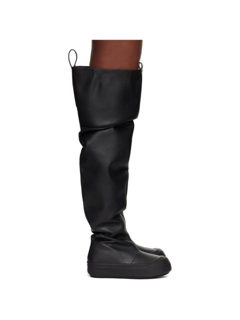 Black Thigh High Fisherman Boots