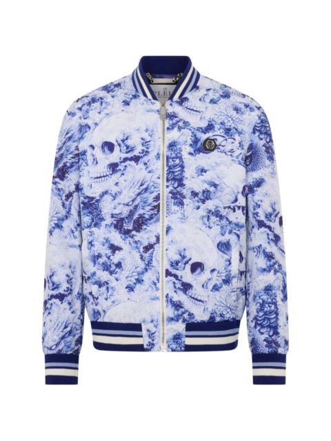 floral skull bomber jacket
