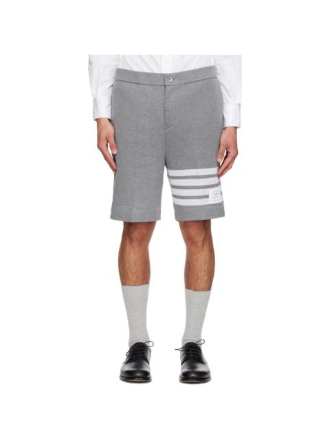 Gray Double Face Knit 4-Bar Bermuda Shorts