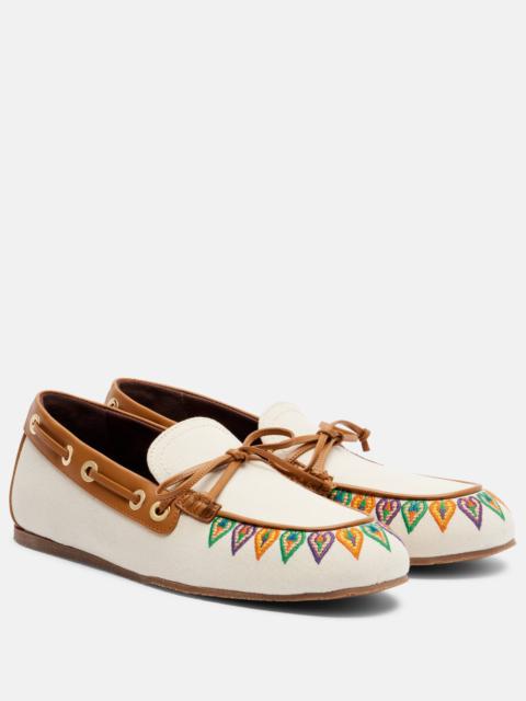 Embroidered canvas boat shoes
