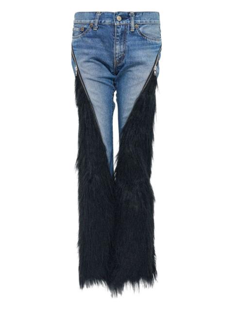 faux-fur panelled jeans