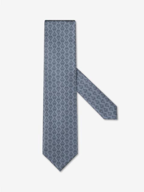 Light blue pure silk tie with floral pattern