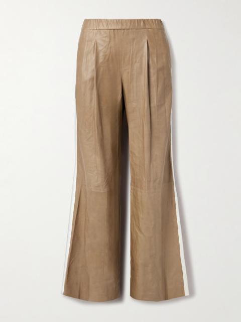 Eva Pleated Crinkled-leather Wide-leg Pants