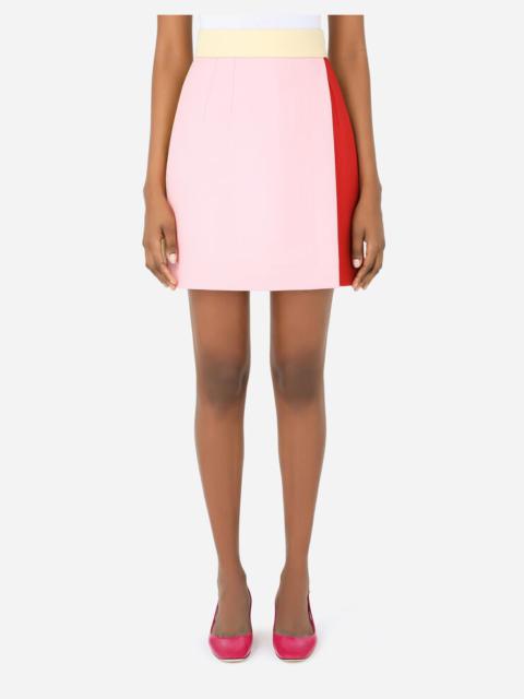 Short multi-colored double crepe skirt