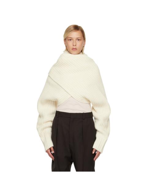 Off-White Wool Knit Pullover Turtleneck