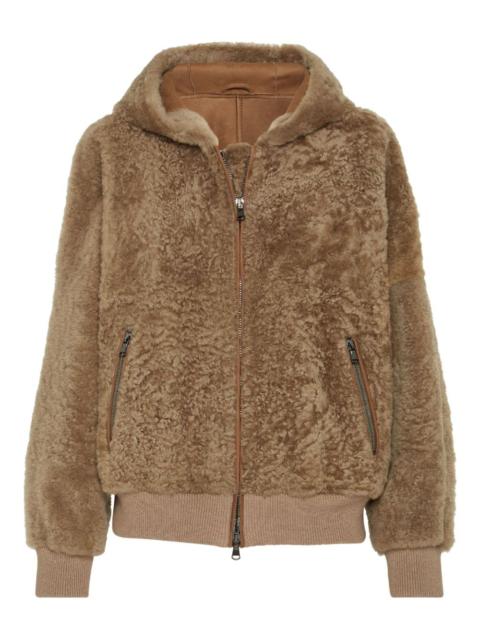 hooded shearling jacket
