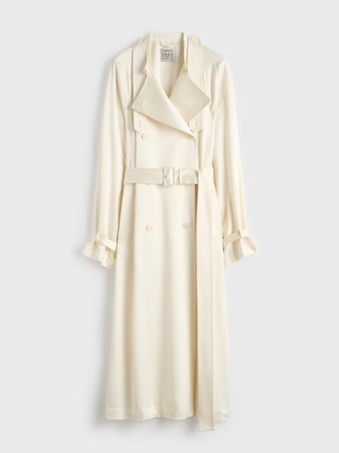 Draped satin trench off-white
