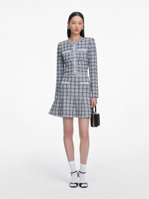 Blue Check Knit Cardigan