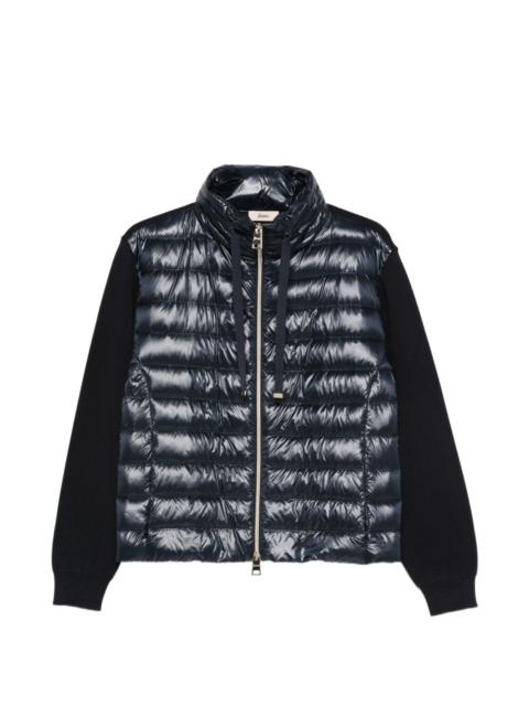 quilted zip-fastening jacket