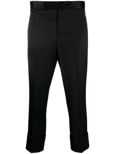 satin-finish cropped tailored trousers