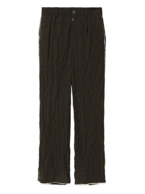 quilted lace-trimmed trousers