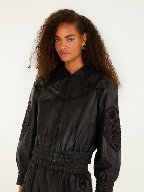 Black Richilieu Heart Leather Jacket