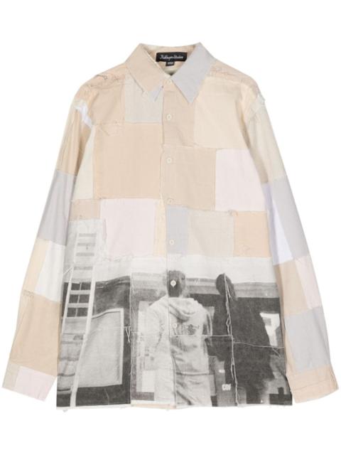 patchwork linen-cotton shirt