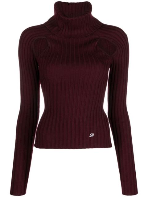 ribbed-knit cut-out jumper