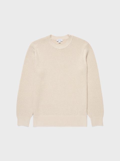 Honeycomb Cotton Crew Neck Jumper