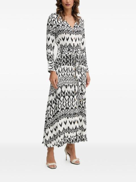 buttoned geometric-print maxi dress