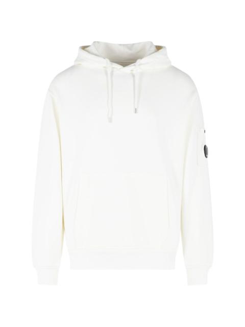 drawstring lens patch hoodie