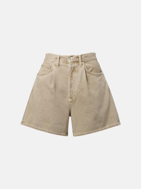 Mid-rise denim shorts