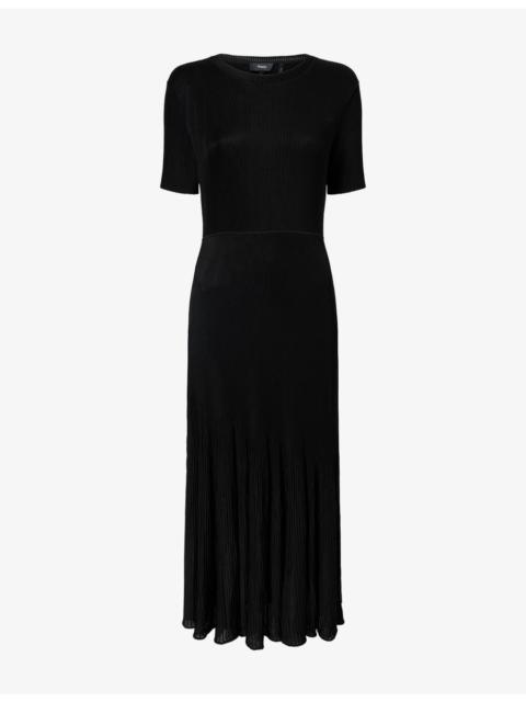 Panelled-Rib Stretch-Woven Midi Dress