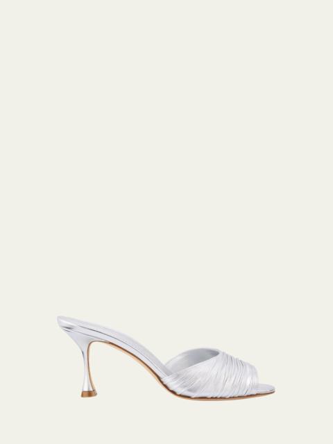 Pirua Ruched Metallic Mule Sandals