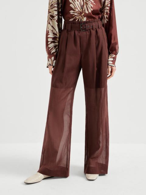 Cotton organza loose trousers with monili