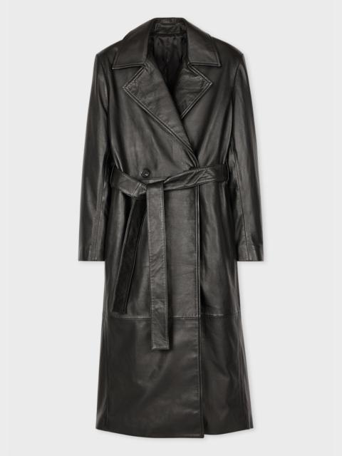 Women's Black Leather Trench Coat