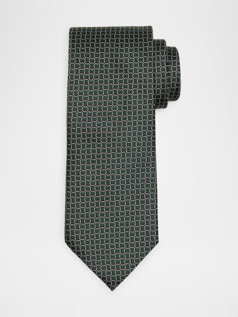 Men's Geometric Net Silk Tie