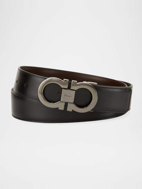 Men's Reversible Leather Double-Gancio Belt