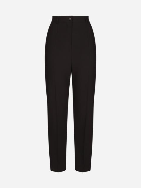 Wool pants with duchesse tuxedo band