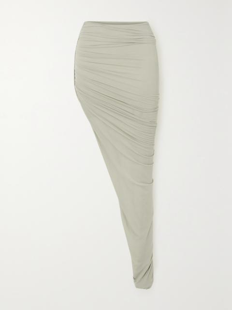 Asymmetric Ruched Stretch-jersey Skirt